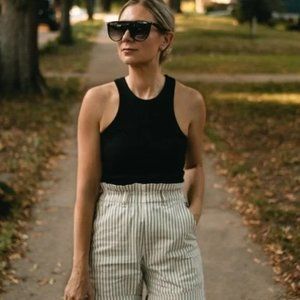 NWT EVERLANE | Black Ribbed Organic Cotton Cutaway Tank Top - Small